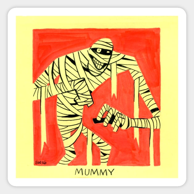 Retro Mummy Sticker by washburnillustration